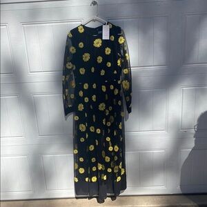 Floral Black and Yellow Maxi Dress